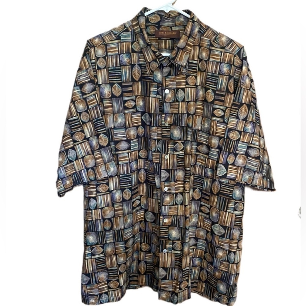 Tori Richard Men’s Tapa Leaf Print 100% Cotton Lawn Short Sleeve Shirt Sz 2XL